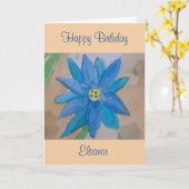 ブルーの花の誕生日 カード (黄色い花)