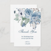 ブルーの花の誕生日 サンキューカード (正面/裏面)