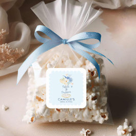 ブルーの花びらとプロセッコのプリンセスシャワー スクエアシール