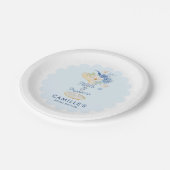 ブルーの花びらとプロセッコ ペーパープレート (アングル)