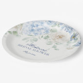 ブルーの花を添えたハイドランジアの花嫁のシャワー ペーパープレート (アングル)