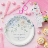 ブルーの花を飾ったハイドランジアのウェディング ペーパープレート (パーティー)