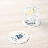 ブルーの花を飾った新しい章の始まりのウェディングシャワー ペーパーコースター (インサイチュ)