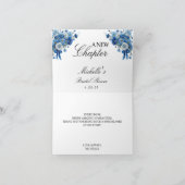 ブルーの花を飾った新しい章の始まりの結婚前お披露目パーティー サンキューカード (内部)
