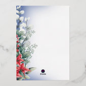 ブルーの花フレーム メリークリスマス ホリデー フォト (裏面)