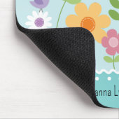 ブルーの花モノグラムマウスパッド マウスパッド (コーナー)