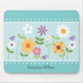 ブルーの花モノグラムマウスパッド マウスパッド (正面)