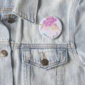 ブルーの花嫁の花束のリボン ピンクの弓の花嫁の付添い女の子  缶バッジ (インサイチュ)