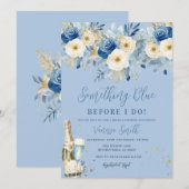 ブルーの花嫁シャワーパーティー Something Blue Floral Bridal Showe 招待状 (正面/裏面)
