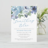 ブルーの花嫁シャワー Something Blue Dusty Blue Floral 招待状 (スタンド正面)