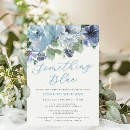 ブルーの花嫁シャワー Something Blue Dusty Blue Floral 招待状