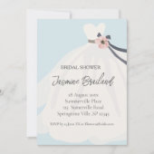 ブルーの花嫁ドレス ブライダルシャワー 招待状 (正面)