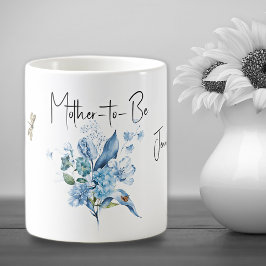 ブルーの花束の妊婦用ドリンクマグ コーヒーマグカップ