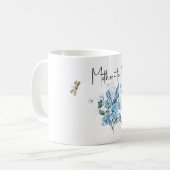ブルーの花束の妊婦用ドリンクマグ コーヒーマグカップ (正面左)