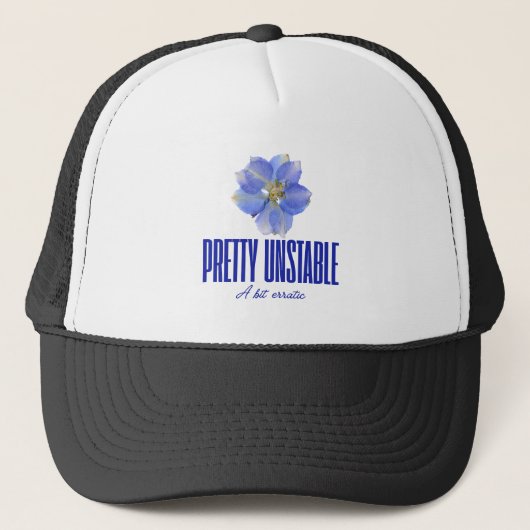 ブルーの花柄が映える個性派Tシャツ: Pretty Unstable キャップ (正面)