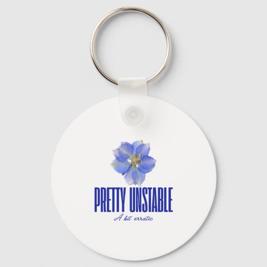 ブルーの花柄が映える個性派Tシャツ: Pretty Unstable キーホルダー (正面)