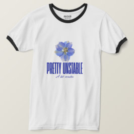 ブルーの花柄で個性を主張するTシャツ: Pretty Unstable Tシャツ