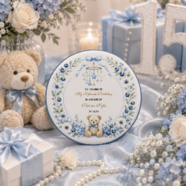 ブルーの花柄のテディベアの15歳の誕生日パーティー 缶バッジ