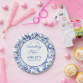 ブルーの花柄のブライズシャワー ペーパープレート (パーティー)