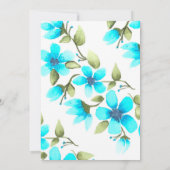 ブルーの花柄のブライズシャワー 招待状 (裏面)