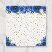 ブルーの花柄のプリンセスの誕生日パーティー フェイバータグ (裏面)