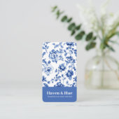 ブルーの花柄の伝統的なデルフト陶器デザイン 名刺 (スタンド正面)