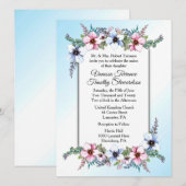 ブルーの花柄の結婚式招待状 招待状 (正面/裏面)