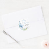 ブルーの花柄の赤ちゃんが開花ベビーシャワーボーイ ラウンドシール (封筒)