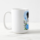 ブルーの花柄の「母は永遠の友達」マグカップ コーヒーマグカップ (左)