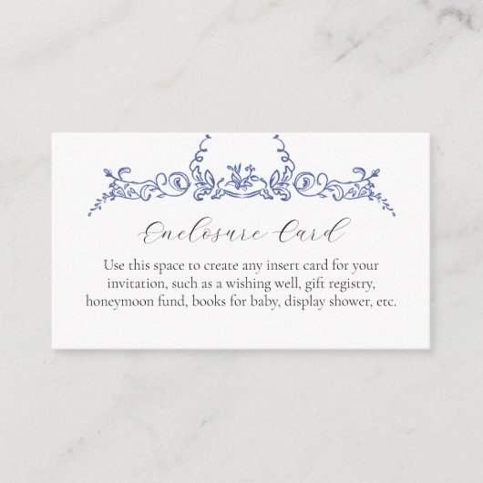 ブルーの花柄カスタム封入カード エンクロージャーカード (正面)