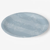 ブルーの花柄ストライプのディナーパーティープレート ペーパープレート (アングル)