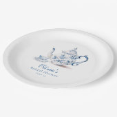 ブルーの花柄ティーパーティー ブライダルシャワー ペーパープレート (アングル)