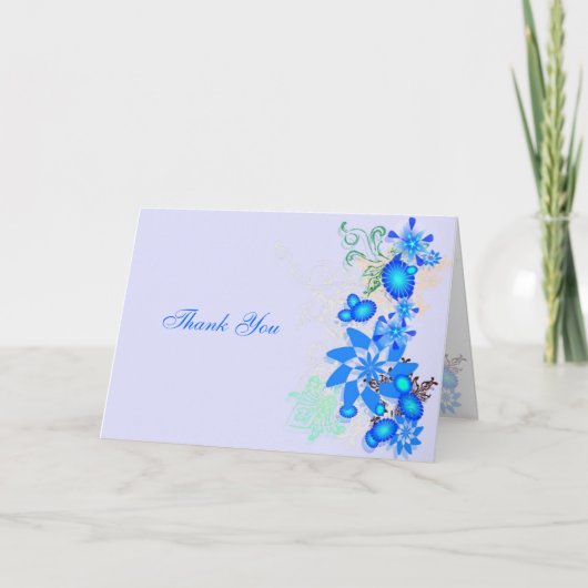 ブルーの花柄デコ - サンキュー (正面)