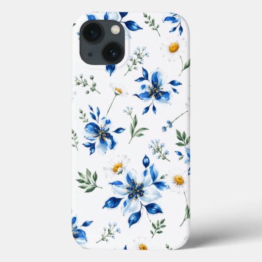 ブルーの花柄フォンケース Case-Mate iPhoneケース (裏面)