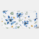 ブルーの花柄フォンケース Case-Mate iPhoneケース (裏面 (横))