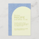 ブルーの花柄ブライダルシャワーレシピカード エンクロージャーカード (正面)