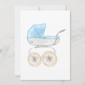 ブルーの花柄ベビーベッド　イスラム教赤ちゃん男の子　アキカ　アクイカ 招待状 (裏面)