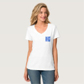 ブルーの花柄ポロシャツ Tシャツ (正面フル)