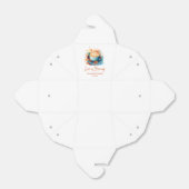 ブルーの花柄ラブがコーヒーをブレンドする結婚前のお茶会 フェイバーボックス (折り畳みなし)