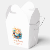 ブルーの花柄ラブがコーヒーをブレンドする結婚前のお茶会 フェイバーボックス (オープン)