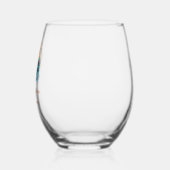 ブルーの花柄ラブがコーヒーを淹れている ブライダルシャワー ステムなしワイングラス (左)