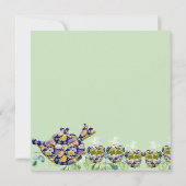 ブルーの花柄急須とティーカップのベビーシャワーパーティー 招待状 (裏面)