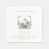 ブルーの花柄急須 紅茶 ファン・ファクト ブライダルシャワー スタンダードカクテルナプキン (正面)