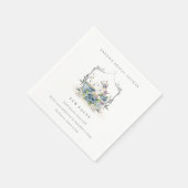 ブルーの花柄急須 紅茶 ファン・ファクト ブライダルシャワー スタンダードカクテルナプキン (角)