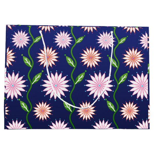 ブルーの花柄  ギフトバッグ (裏面)