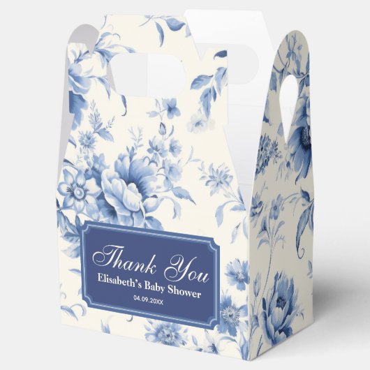 ブルーの花柄 フレンチトワル シノワズリーデザイン フェイバーボックス (オープン)