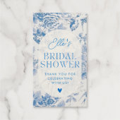 ブルーの花柄 ブライダルシャワーのギフト感謝タグ ギフトタグ (裏面)