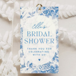 ブルーの花柄 ブライダルシャワー ギフト サンクス タグ