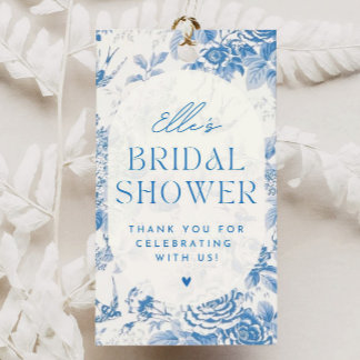 ブルーの花柄 ブライダルシャワー ギフト サンクス タグ