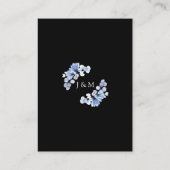 ブルーの花柄 ブラック＆ホワイト ウェディング サンクス プレイスカード (裏面)